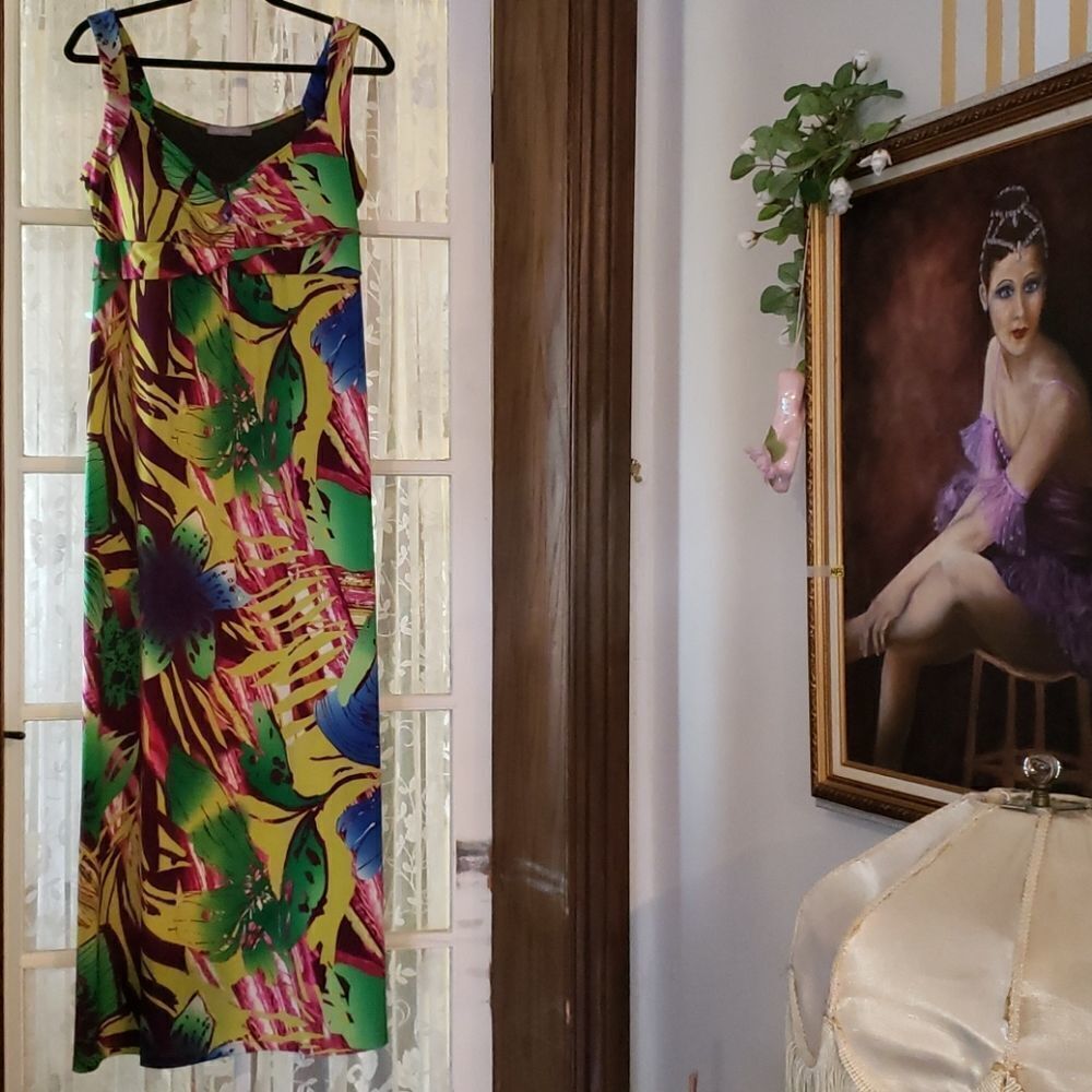 NY Collection Vibrant Floral Fun Maxi Dress